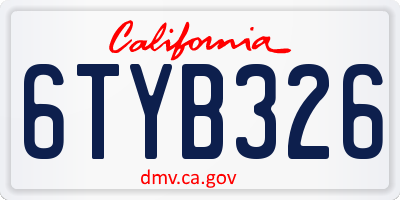CA license plate 6TYB326