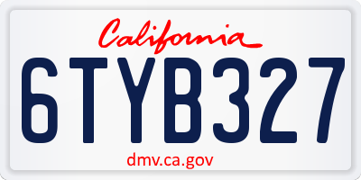 CA license plate 6TYB327