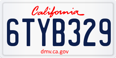 CA license plate 6TYB329