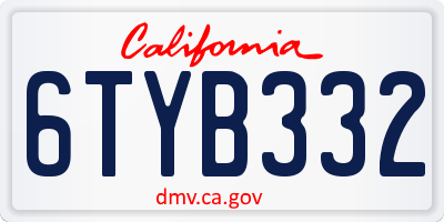 CA license plate 6TYB332
