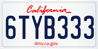 CA license plate 6TYB333