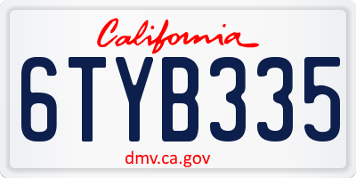 CA license plate 6TYB335