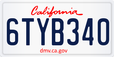 CA license plate 6TYB340