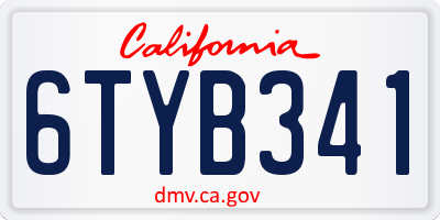 CA license plate 6TYB341