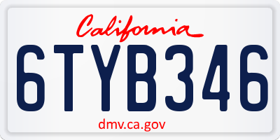 CA license plate 6TYB346