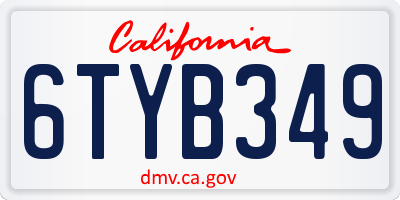 CA license plate 6TYB349