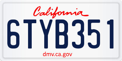 CA license plate 6TYB351