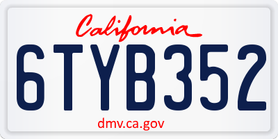 CA license plate 6TYB352