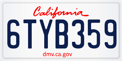 CA license plate 6TYB359