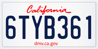 CA license plate 6TYB361
