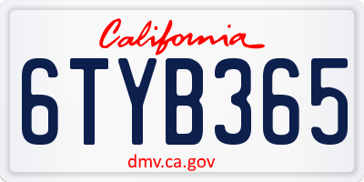 CA license plate 6TYB365
