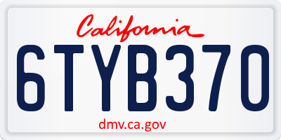 CA license plate 6TYB370
