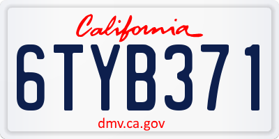 CA license plate 6TYB371