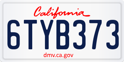 CA license plate 6TYB373