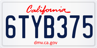 CA license plate 6TYB375
