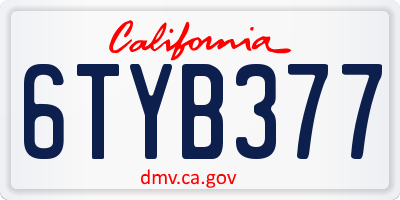 CA license plate 6TYB377