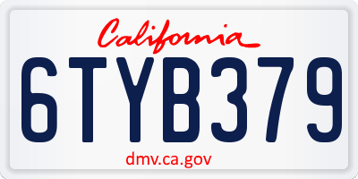 CA license plate 6TYB379