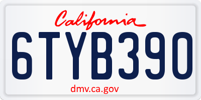 CA license plate 6TYB390
