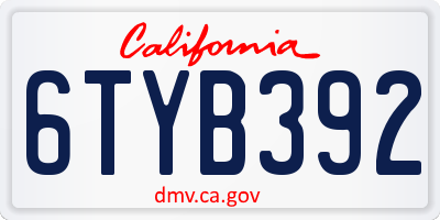 CA license plate 6TYB392