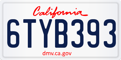 CA license plate 6TYB393
