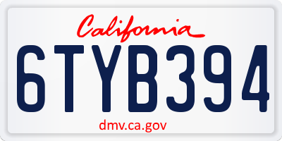 CA license plate 6TYB394