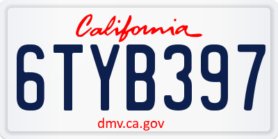 CA license plate 6TYB397
