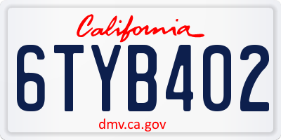 CA license plate 6TYB402