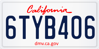 CA license plate 6TYB406