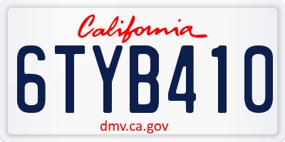 CA license plate 6TYB410