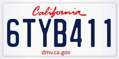 CA license plate 6TYB411