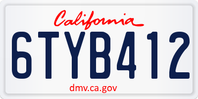 CA license plate 6TYB412
