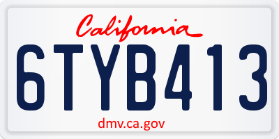 CA license plate 6TYB413