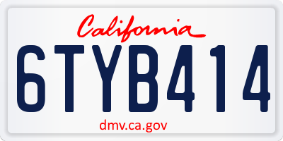 CA license plate 6TYB414