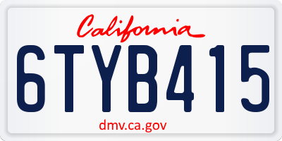CA license plate 6TYB415