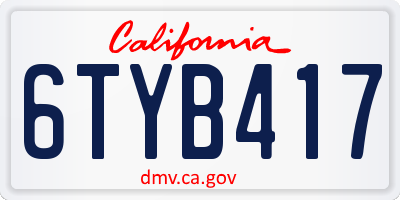 CA license plate 6TYB417