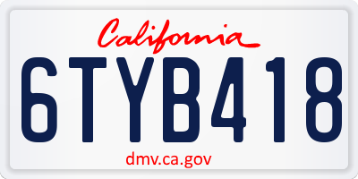 CA license plate 6TYB418