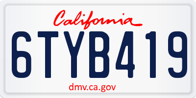 CA license plate 6TYB419