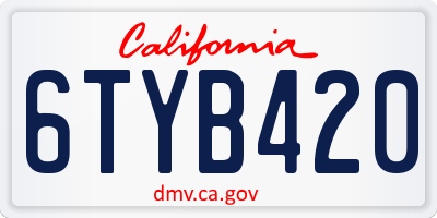CA license plate 6TYB420