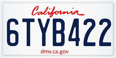 CA license plate 6TYB422