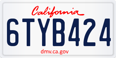 CA license plate 6TYB424
