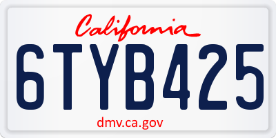 CA license plate 6TYB425