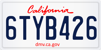 CA license plate 6TYB426