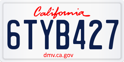 CA license plate 6TYB427