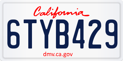 CA license plate 6TYB429