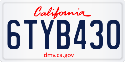 CA license plate 6TYB430
