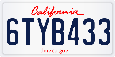 CA license plate 6TYB433