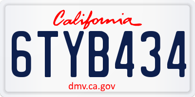 CA license plate 6TYB434