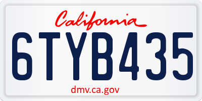 CA license plate 6TYB435