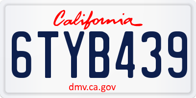 CA license plate 6TYB439