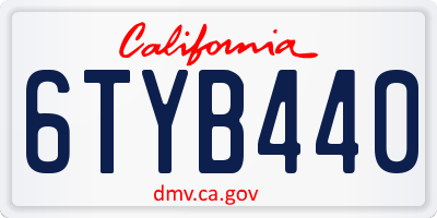 CA license plate 6TYB440